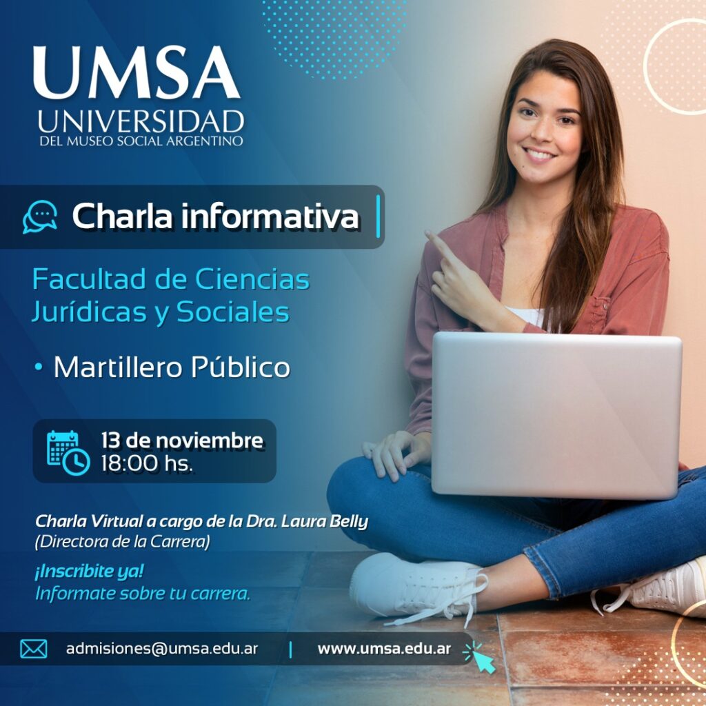 13 11 18hs CHARLA INFORMATIVA CARRERA MARTILLERO PÚBLICO Y CORREDOR DE