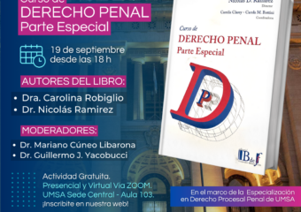 19/9 18hs. Presentación del Libro “Curso de Derecho Penal. Parte Especial”