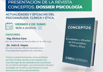 2/6 18.30HS. Presentación de la Revista Conceptos. Dossier Psicología. Actualidades y Eficacias del Psicoanálisis. Clínica y Ética.