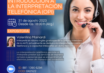 31/8 18HS. INTRODUCCIÓN A LA INTERPRETACIÓN TELEFÓNICA (OPI)