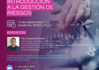 13/9 18HS. Charla virtual “Introducción a la gestión de riesgos”