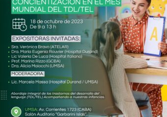 18/10 9HS. JORNADA PRESENCIAL 2023 FONOAUDILOGÍA “CONCIENTIZACIÓN EN EL MES MUNDIAL DEL TDL/TEL”