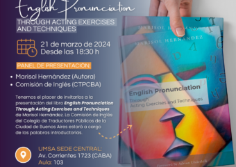 21/3 18.30hs. Presentación del Libro “English Pronunciation. Through acting exercises and techniques”