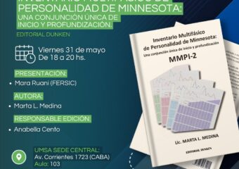 31/5 18hs. Presentación del Libro “Inventario Multifásico de Personalidad de Minnesota: una conjunción única de inicio y profundización”