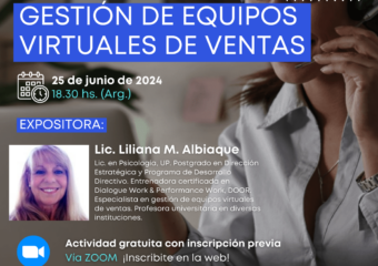 25/6 18.30hs (Arg.) Webinar “Gestión de Equipos virtuales de Ventas”